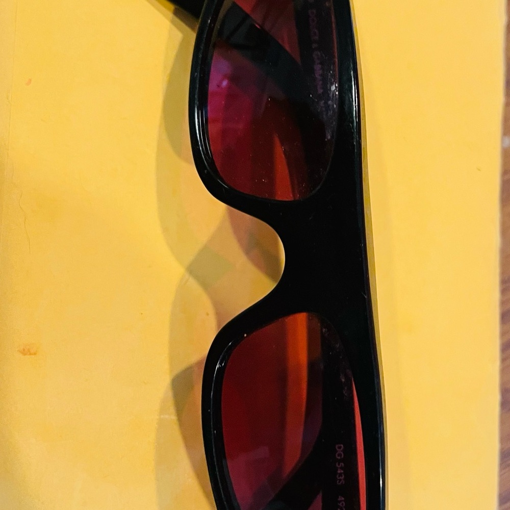 Dolce & Gabbana Black Frame Sunglasses with Red Tint - Picture 4 of 4